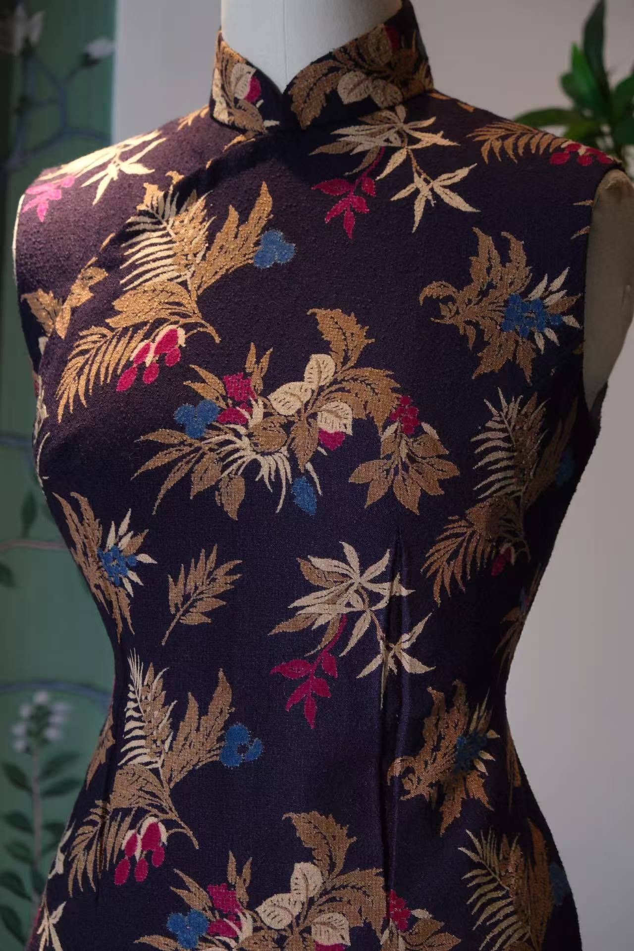 60年代 - 台湾“眼镜旗袍专家”羊羔毛旗袍 | 1960s - Vintage Lambswool Qipao (Cheongsam) by Taiwan's "Spectacles Qipao Expert"