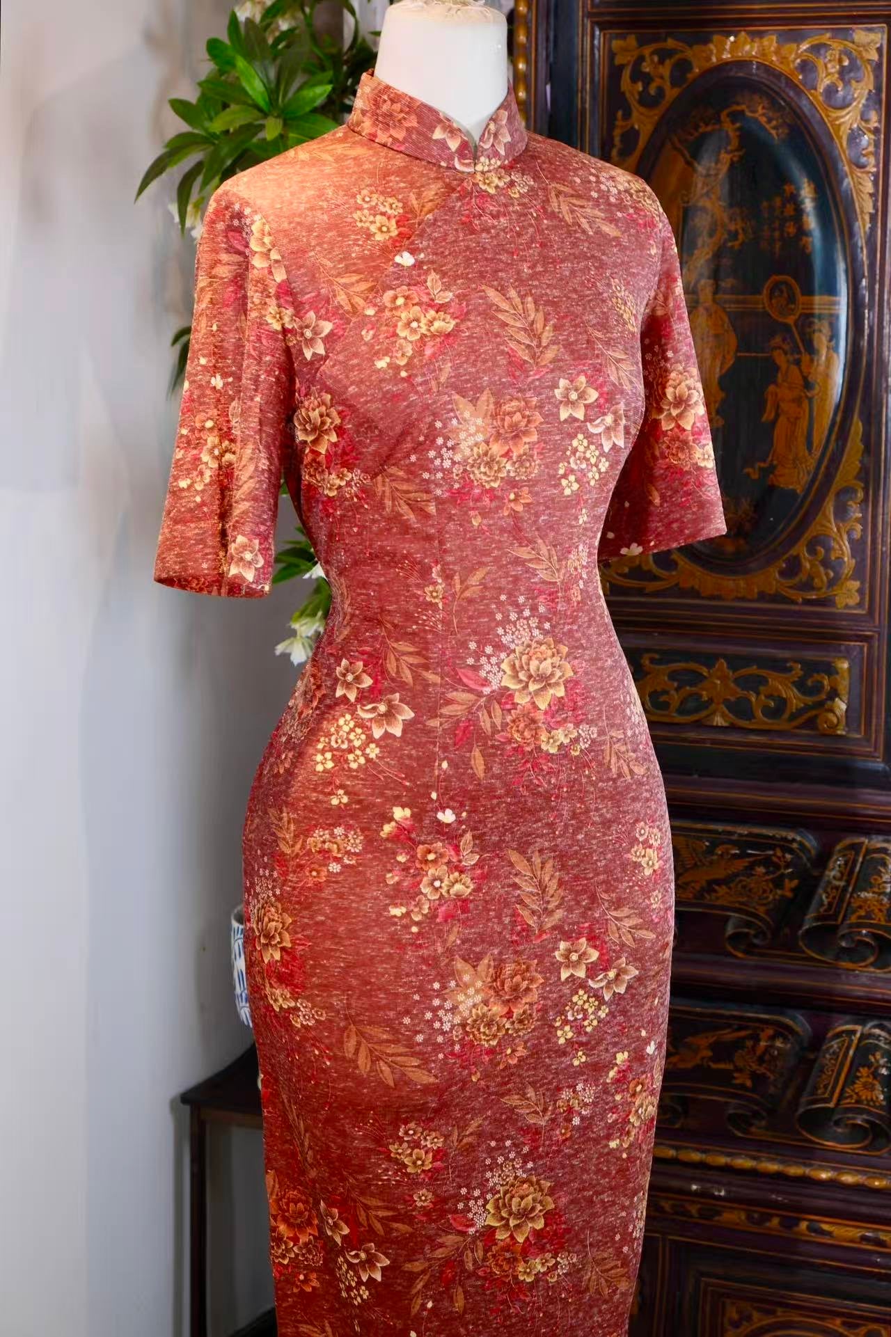 60年代 - 衣冠考据:六十年代台湾弹力针织旗袍 | 1960s - Costume Archeology: 1960s Taiwan Stretch-Knit Printed Cheongsam