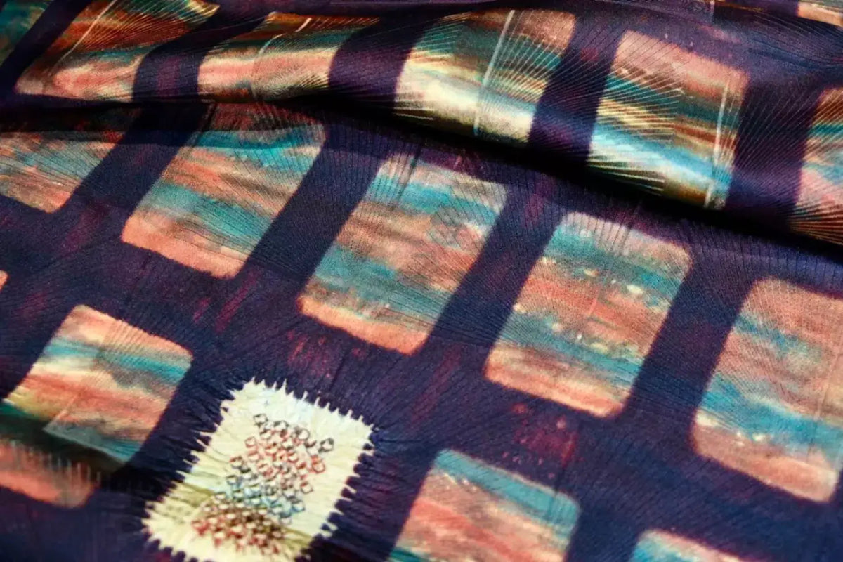 方寸流光 · 锦瑟格子真丝面料 | Mosaic Light - Window Pane Check Silk Fabric