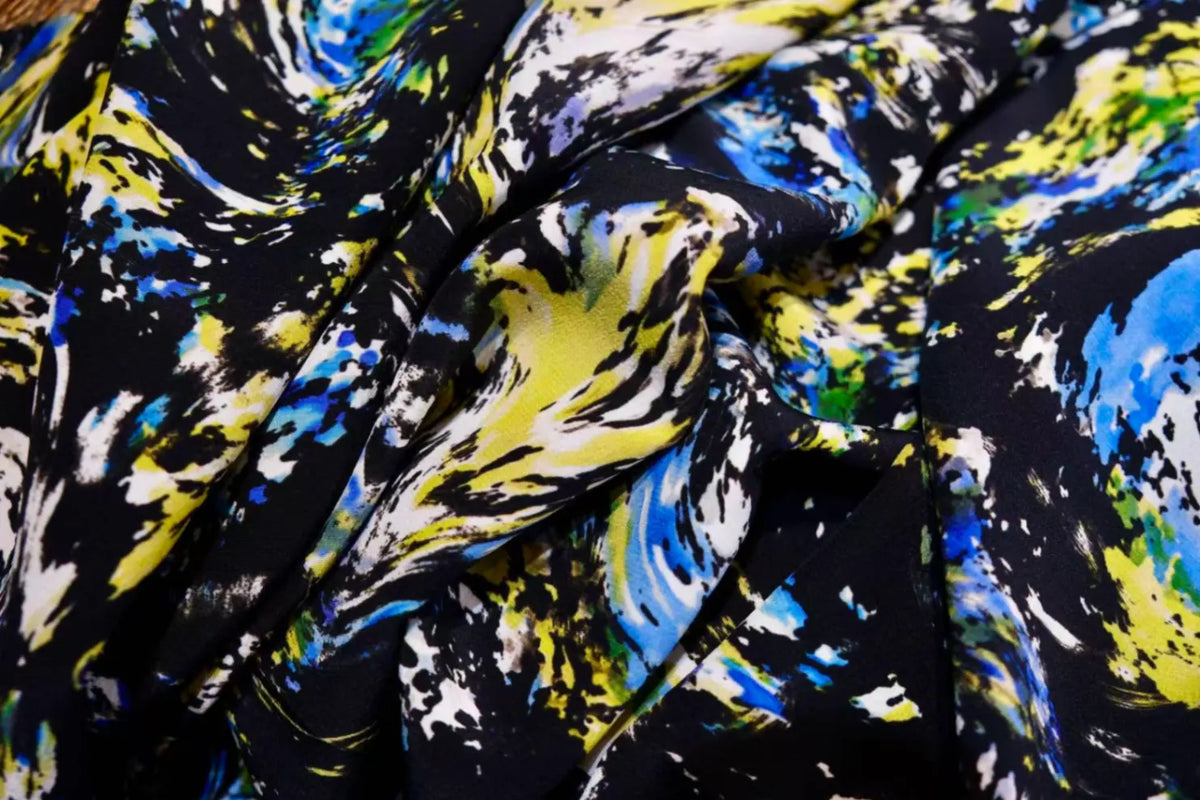星涡流光 · 抽象泼墨真丝面料 | Starry Swirl - Abstract Splash Silk Fabric