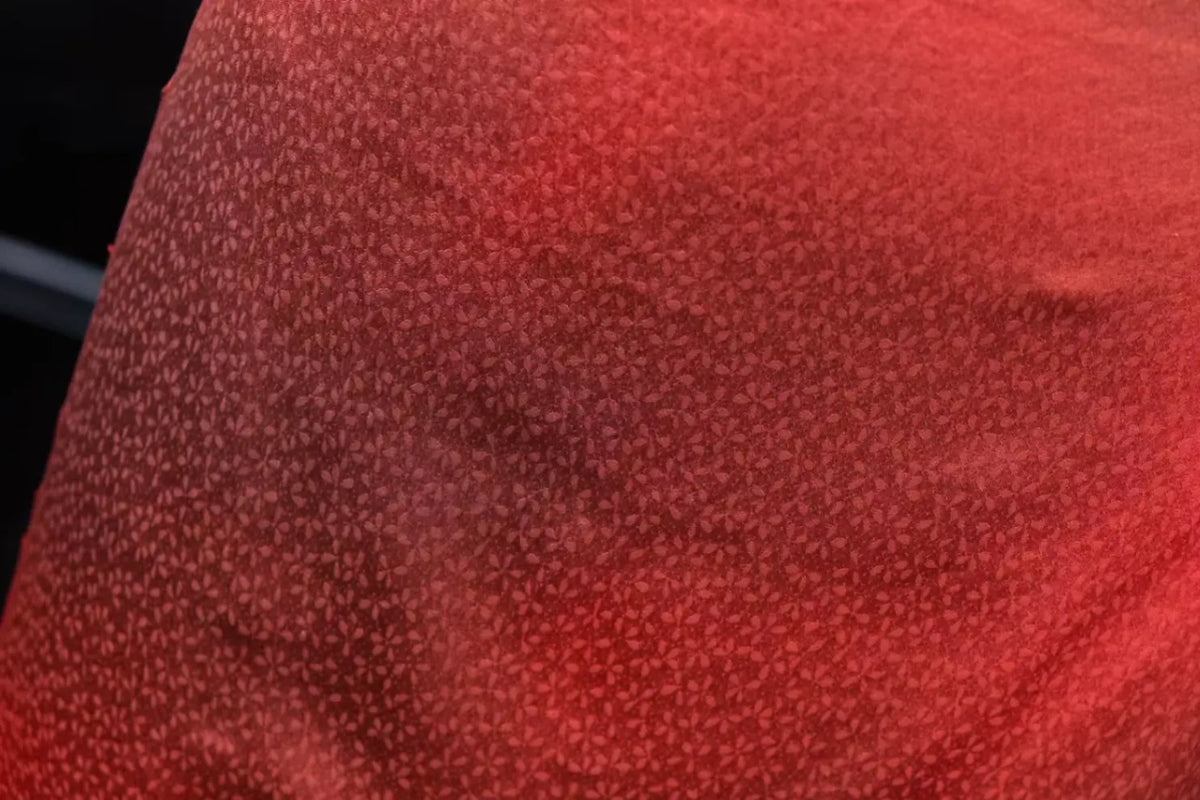 朱红碎花 · 暗纹提花真丝面料 | Scarlet Ditsy - Jacquard Silk Fabric