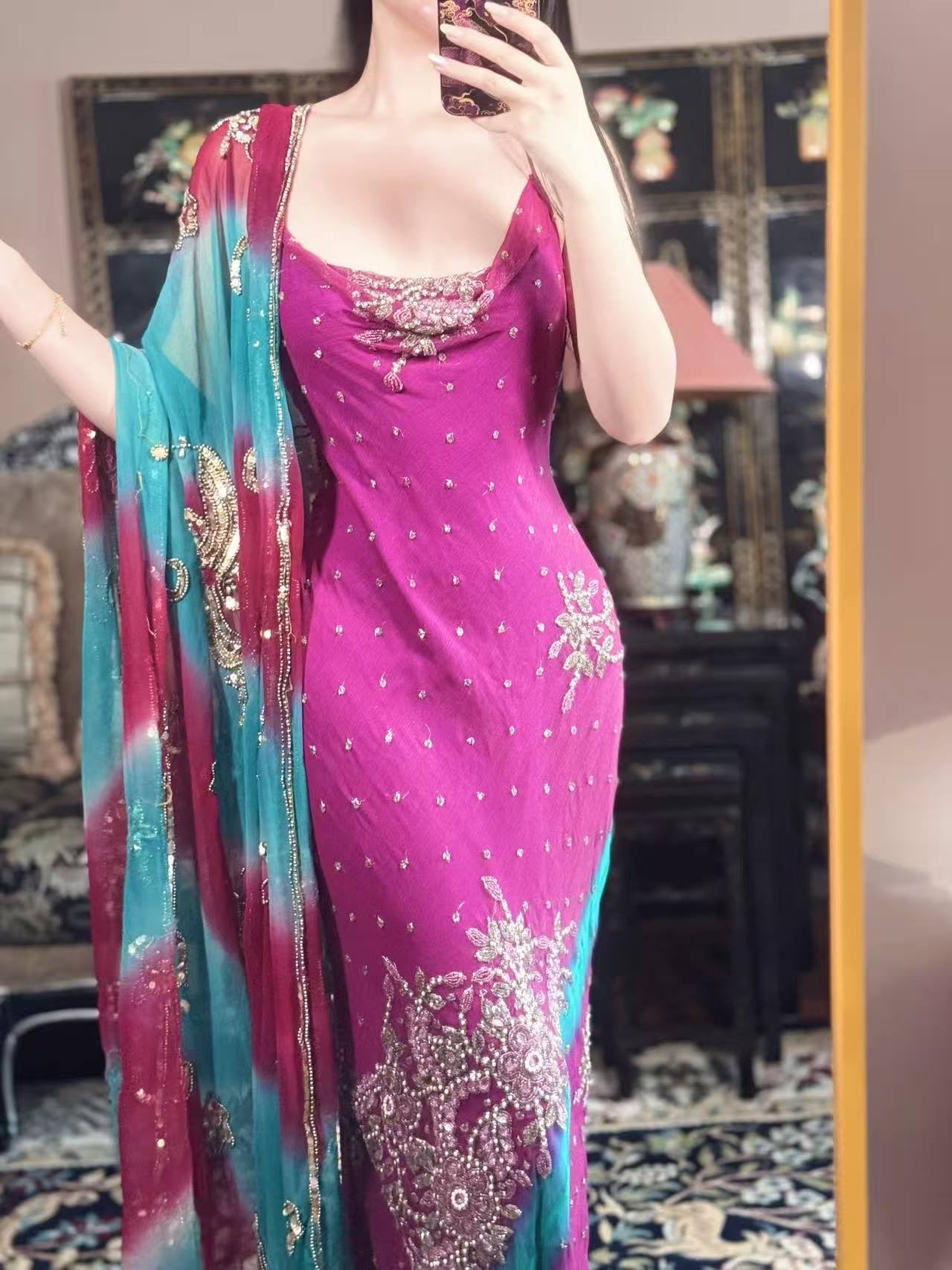 高定成衣 - 1930年代复古风华:手工定制真丝珠绣亮片斜裁晚礼服 | Luxury Ready-to-Wear (RTW) - 1930s vintage style beaded sequined evening bias cut Inspired Handmade Silk Gown