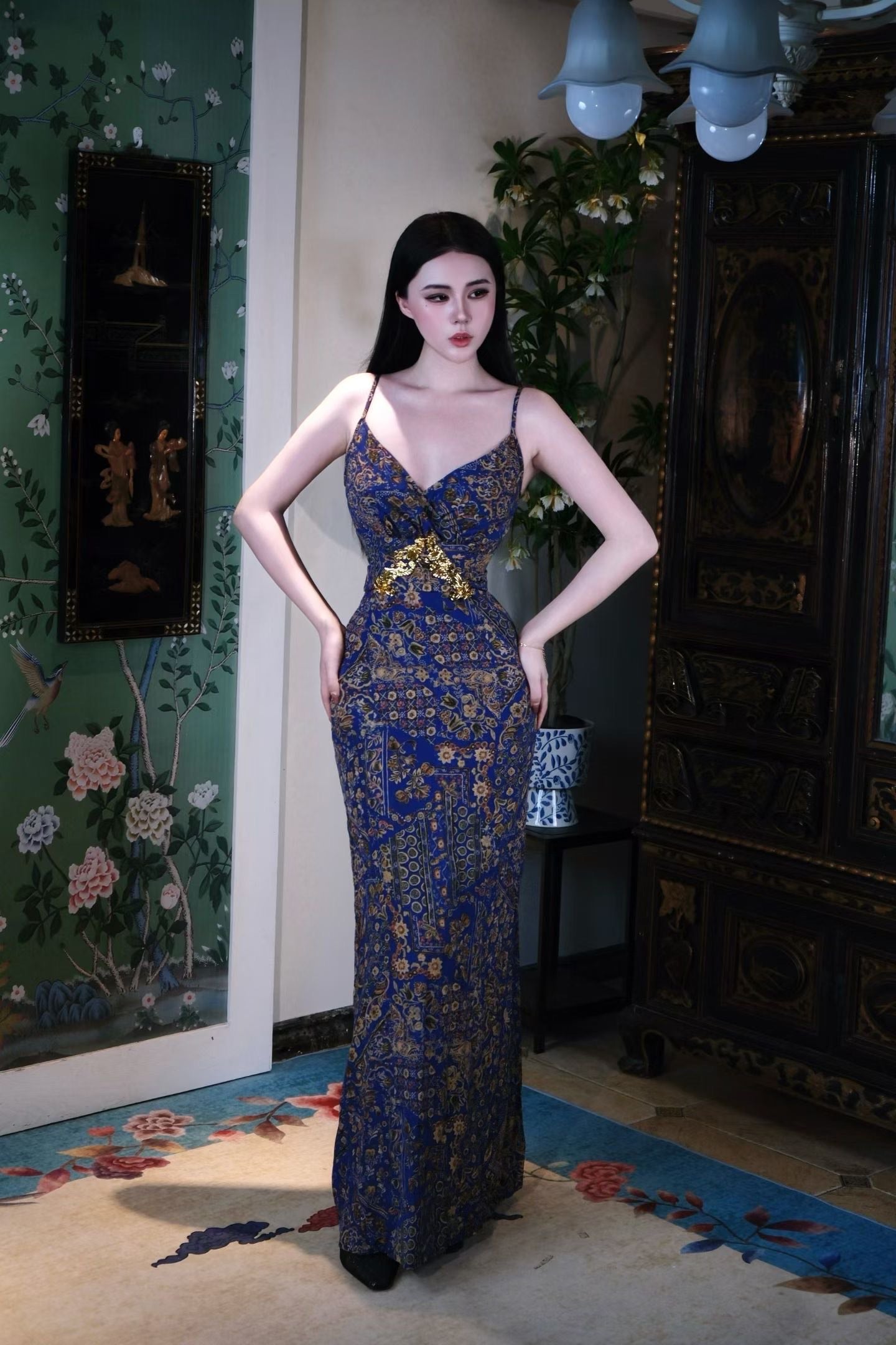 高定成衣 - 埃及秘境之蓝｜手工定制立体剪裁吊带长裙 | Luxury Ready-to-Wear (RTW) - Egyptian Mystery Blue | Hand-Bespoke Sculptural Slip Maxi Dress