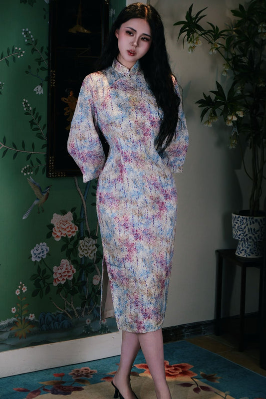 60年代 - 瑕疵特价香港古董泼墨抽象旗袍 | 1960s - Hong Kong Abstract Ink  Qipao