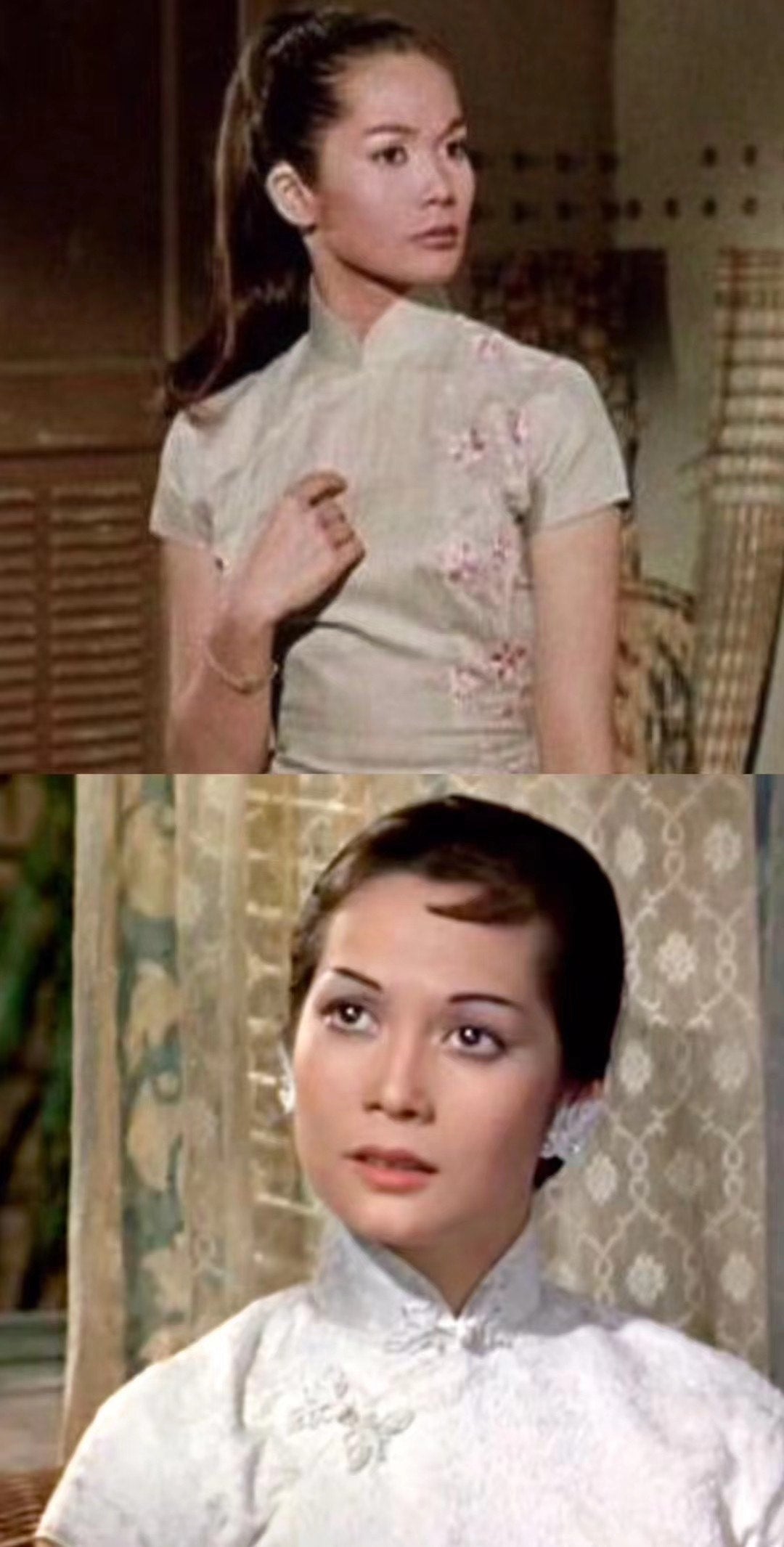 60年代 - 博物馆级珍藏：60年代 全织金细闪苔藓绿刺绣古董港式旗袍 | 1960s - A Museum-Quality Vintage 1960s Hong Kong Style Qipao/Cheongsam in Moss Green Metallic-Thread Fabric with Lime Green Embroidered Floral Motif (Singapore National Museum Match)