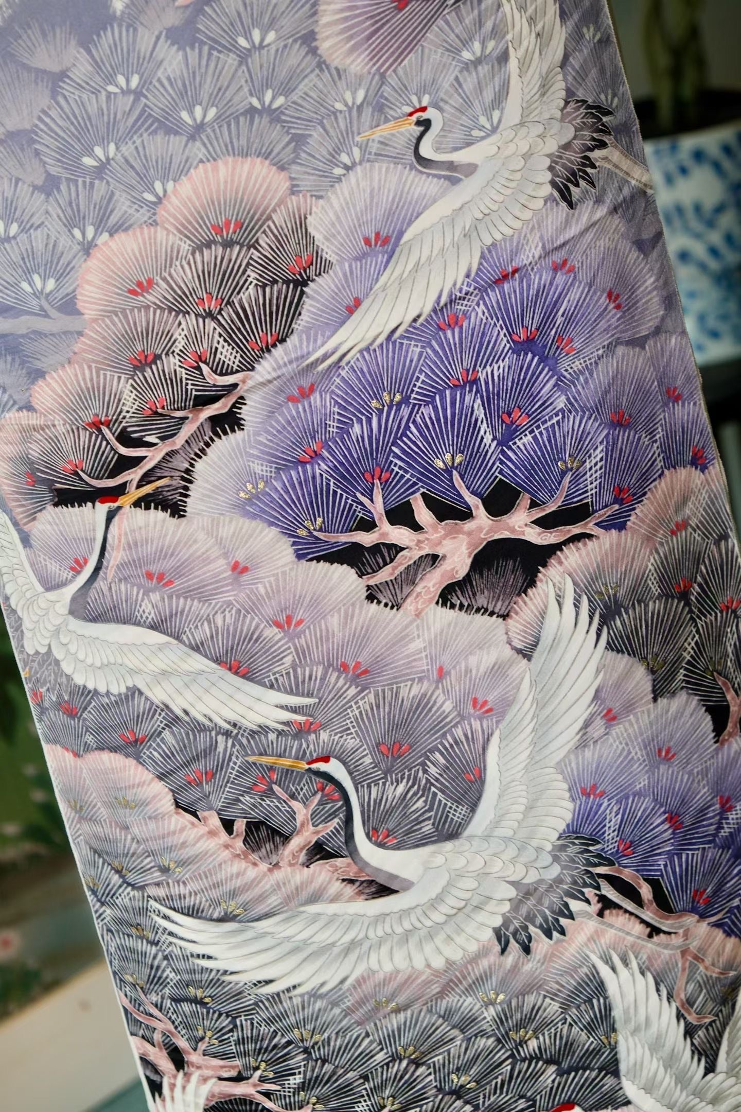 布料名 - 紫雾祥云鹤 / Fabric Name - Violet Mist Crane