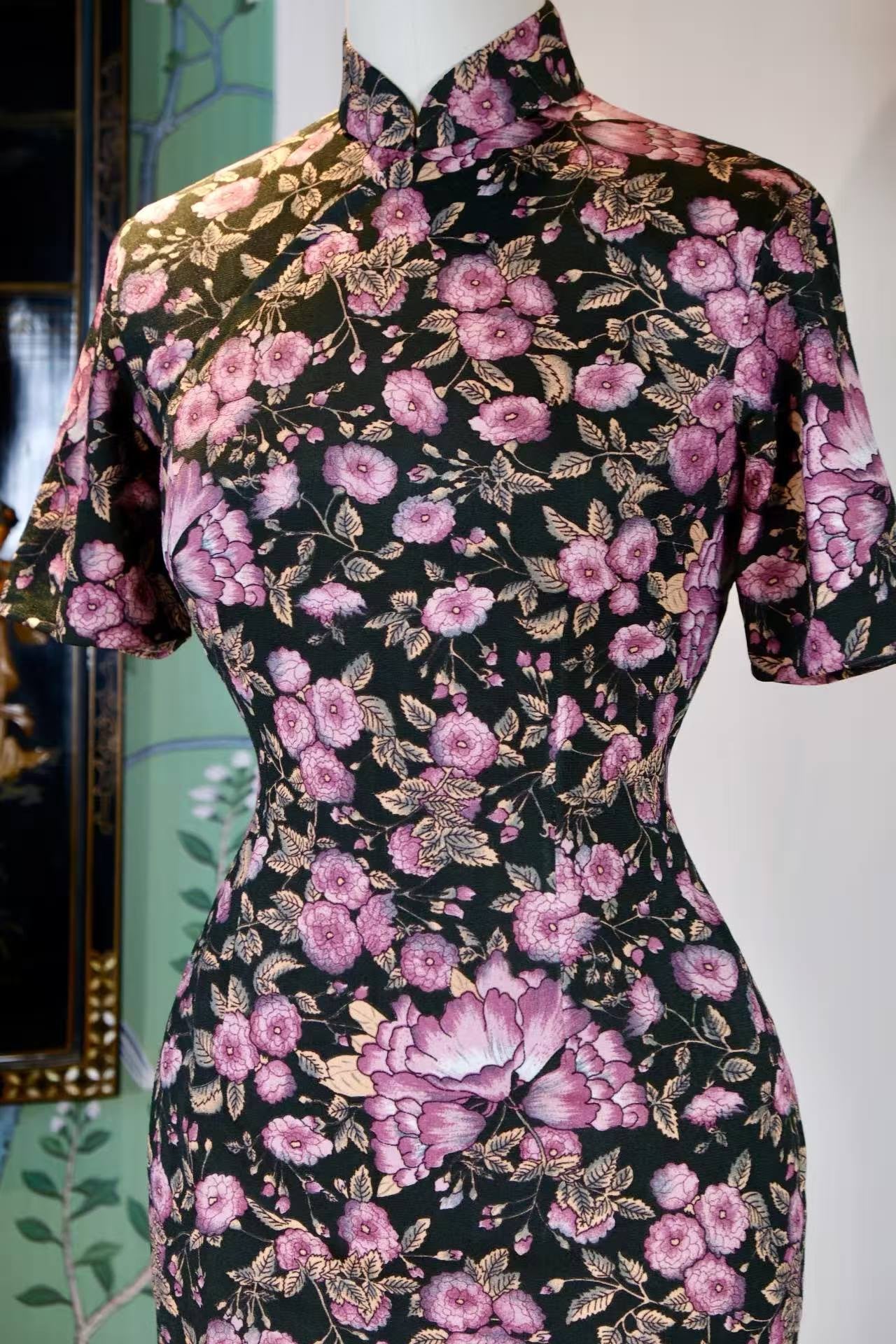 60年代 - 唐风“更紗”精仿羊毛古董旗袍 | 1960s - A Vintage Taiwanese Cheongsam with Tang-Style Sarasa Print on Fine Wool