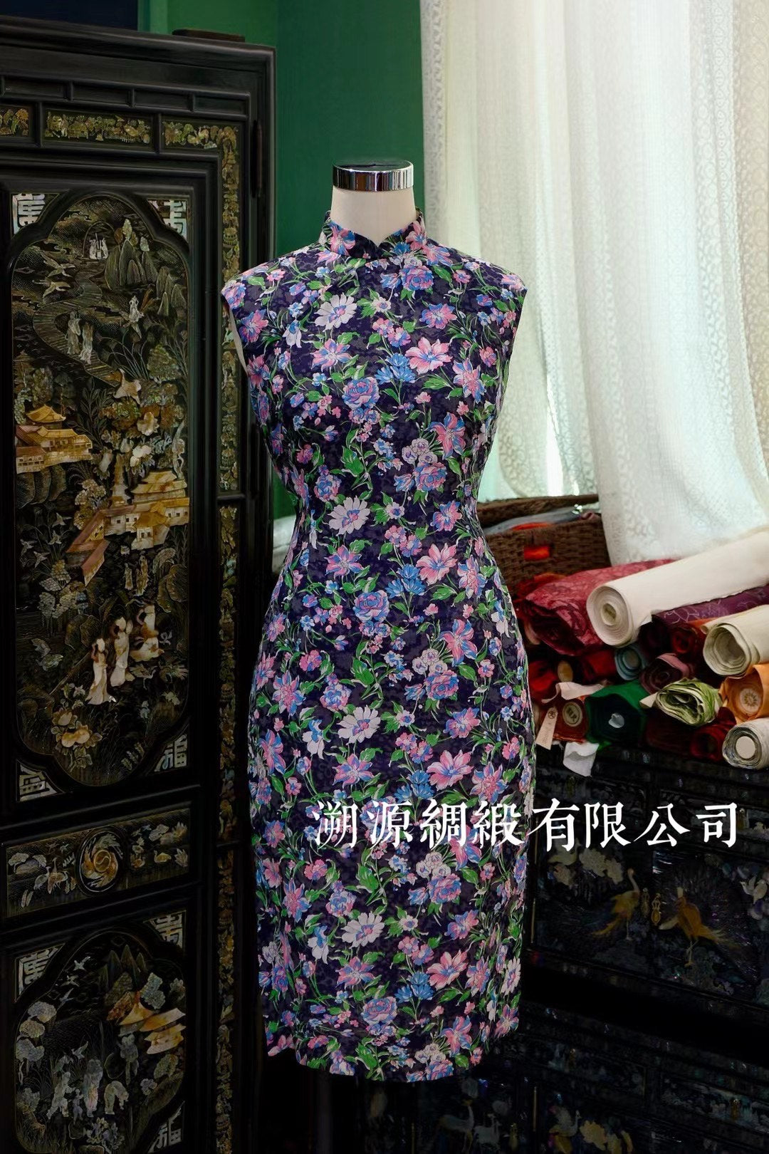 60年代 -【Vintage 1960s 晨雾清露·灰蓝水仙】朦胧花影古董风韵旗袍 | 1960s - 【Vintage 1960s Morning Mist · Gray-Blue Narcissus】Ethereal Floral Antique Qipao
