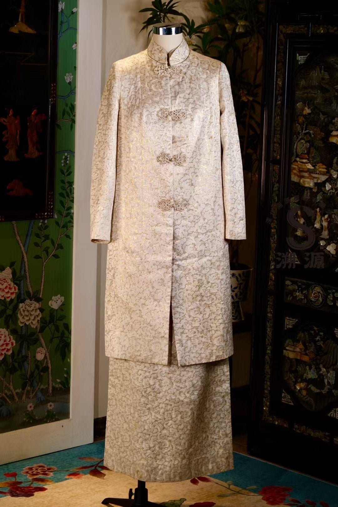 60年代 - 古董织金提花旗袍套装 / 1960s - Antique Gold Brocade Jacquard Qipao Set