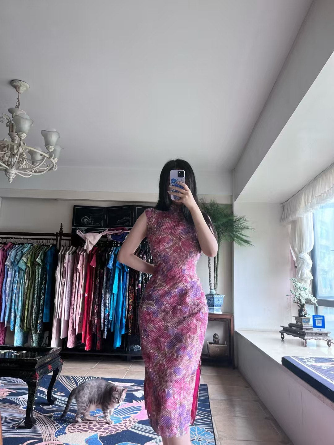 60年代 - 60年代影后林黛同款・胭脂水紫・水彩暈染藝術紋・綺夢幽情古董港式旗袍 / 1960s - The 1960s "Queen of the Screen" Linda Lin Dai Replica - Rouge-Purple Watercolor Art Motif Antique Hong Kong Qipao