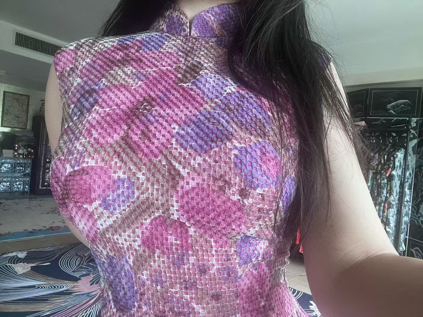 60年代 - 60年代影后林黛同款・胭脂水紫・水彩暈染藝術紋・綺夢幽情古董港式旗袍 / 1960s - The 1960s "Queen of the Screen" Linda Lin Dai Replica - Rouge-Purple Watercolor Art Motif Antique Hong Kong Qipao