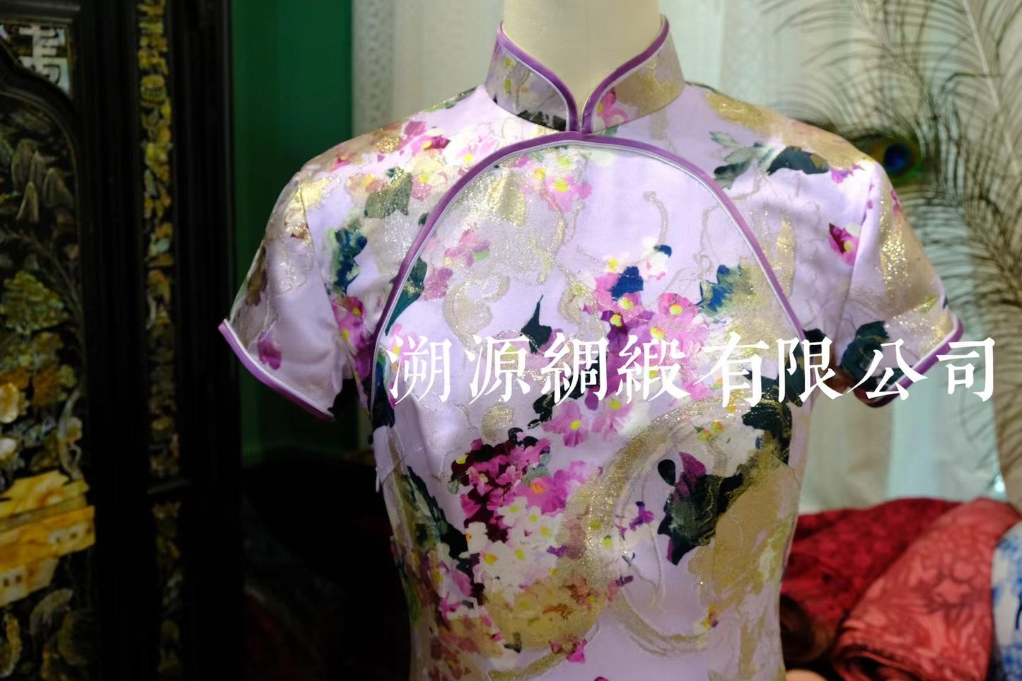 客定结缘 - 意大利Ruffo Coli · 莫奈花影织金真丝旗袍 | Customized Design - Italian Ruffo Coli · Monet Floral Shadow Woven Gold Silk Qipao