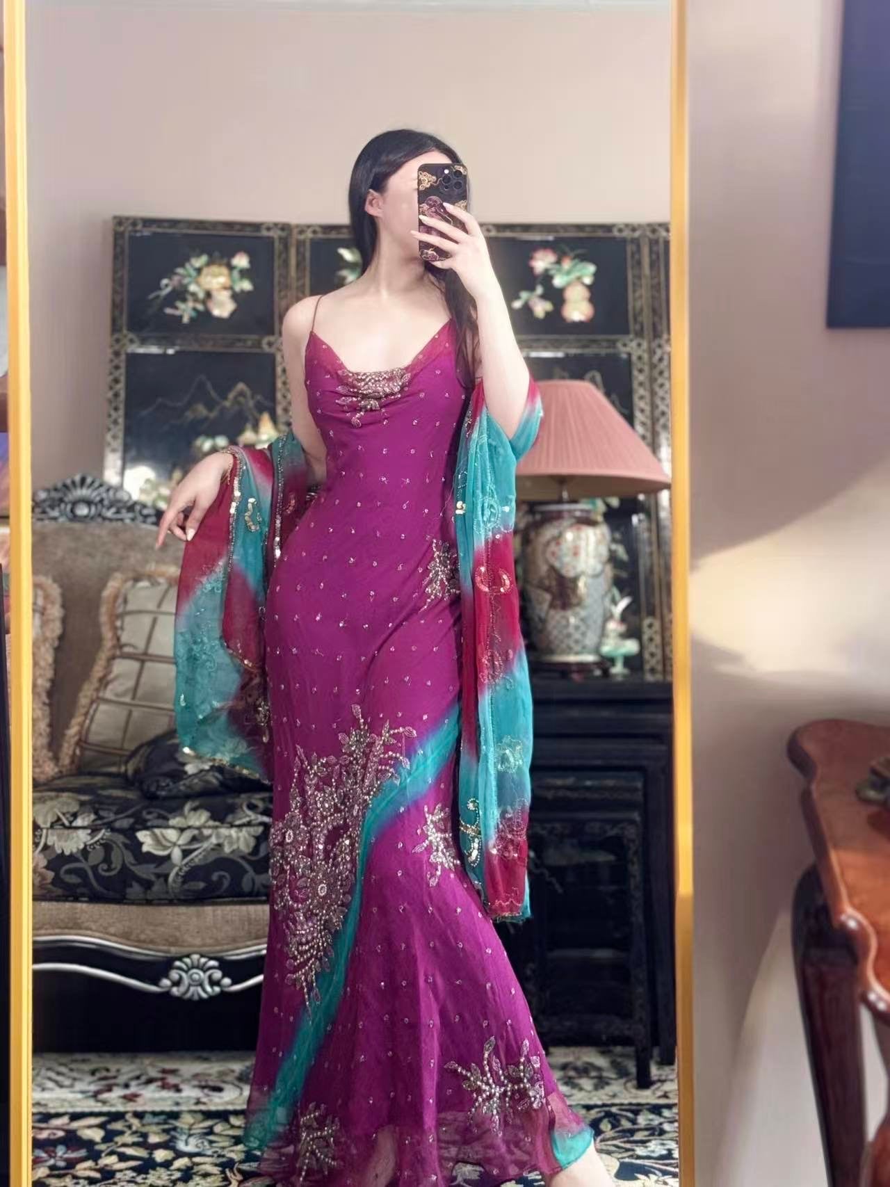 高定成衣 - 1930年代复古风华：手工定制真丝珠绣亮片斜裁晚礼服 | Luxury Ready-to-Wear (RTW) - 1930s vintage style beaded sequined evening bias cut Inspired Handmade Silk Gown