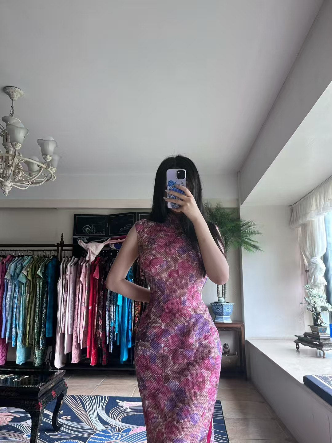 60年代 - 60年代影后林黛同款・胭脂水紫・水彩暈染藝術紋・綺夢幽情古董港式旗袍 / 1960s - The 1960s "Queen of the Screen" Linda Lin Dai Replica - Rouge-Purple Watercolor Art Motif Antique Hong Kong Qipao