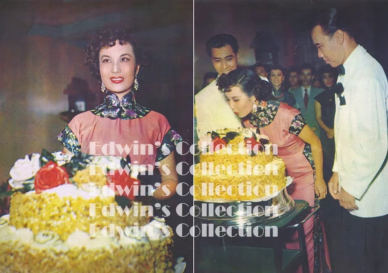 50年代 - 墨色莊重・彩色蘇繡・絲絨寬绲・立體三角腰精品老旗袍 / 1950s - Solemn Ink - Vibrant Suzhou Embroidery - Wide Velvet Trim - Structured Triangle Waist Antique Qipao