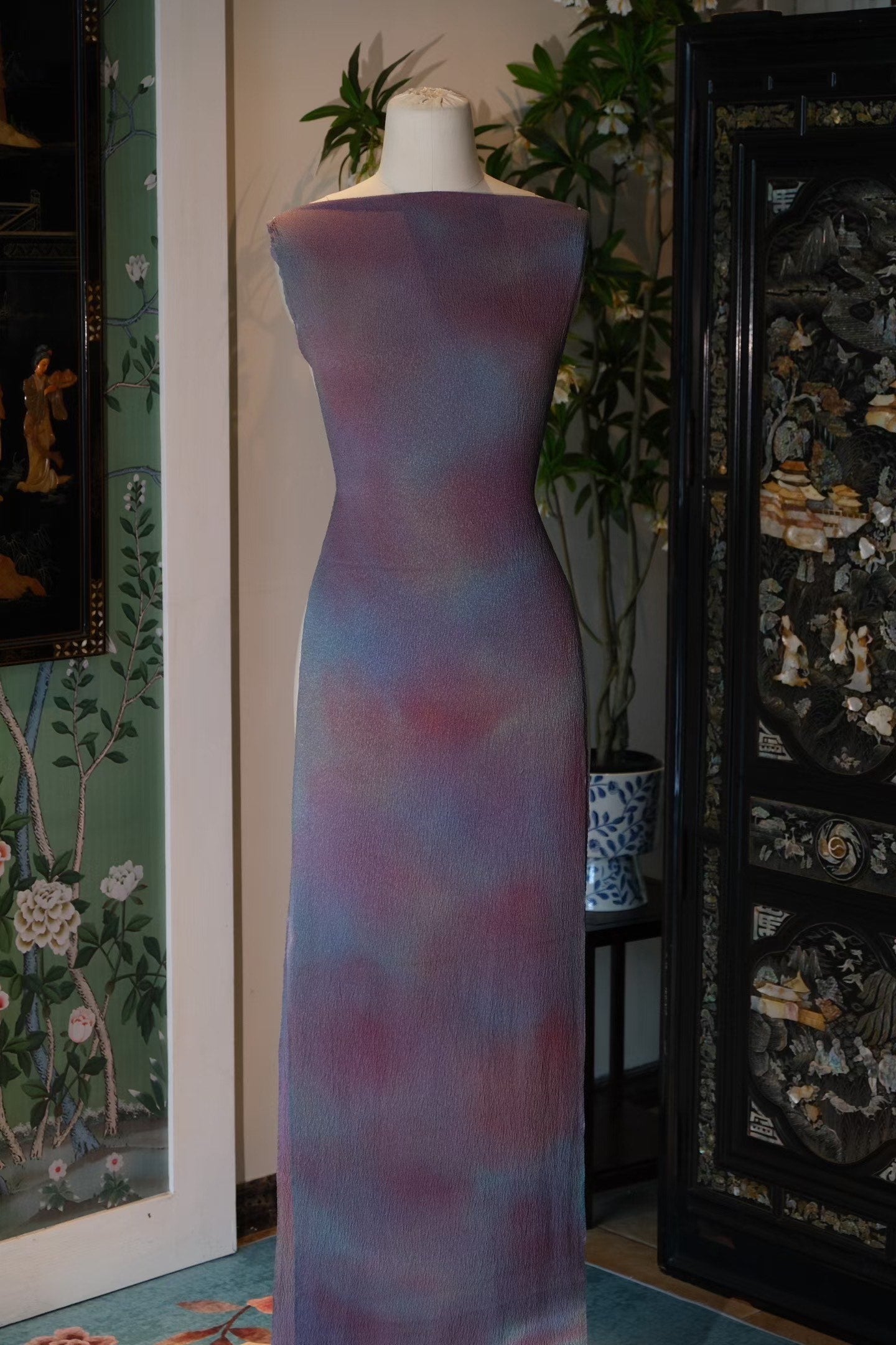 布料名 - 清明古韵 · 摩登月影 · 天外流光 / Fabric Name - Emerald Scroll · Shanghai Moonlight Shibori · Ethereal Aura