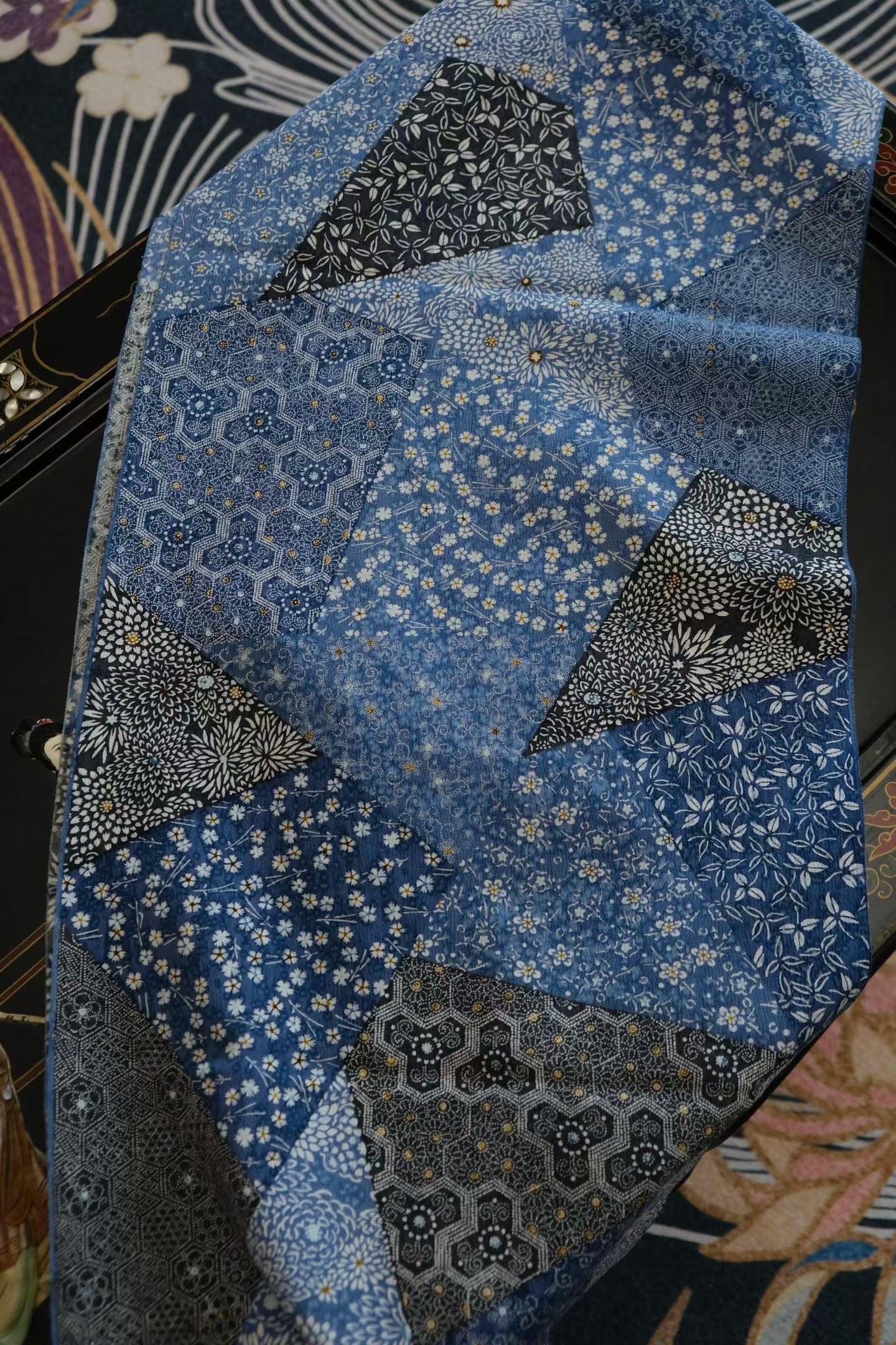布料名 - 蓝染千代纱 / Fabric Name - Indigo Patchwork Voile
