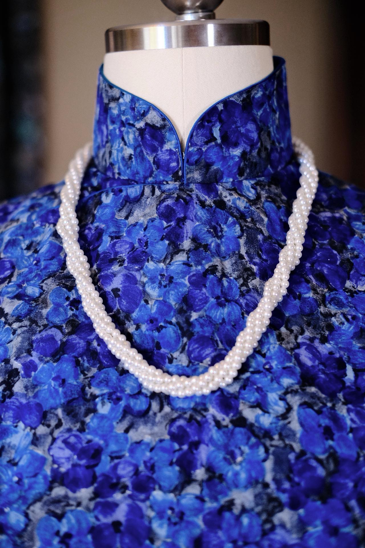 60年代 - 蓝调繁花：油画真丝里的六十年代绮梦_HY | 1960s - Blue Melody and Abundant Blossoms: A 1960s Impressionist Dream Woven in Oil-Painting Silk_HY