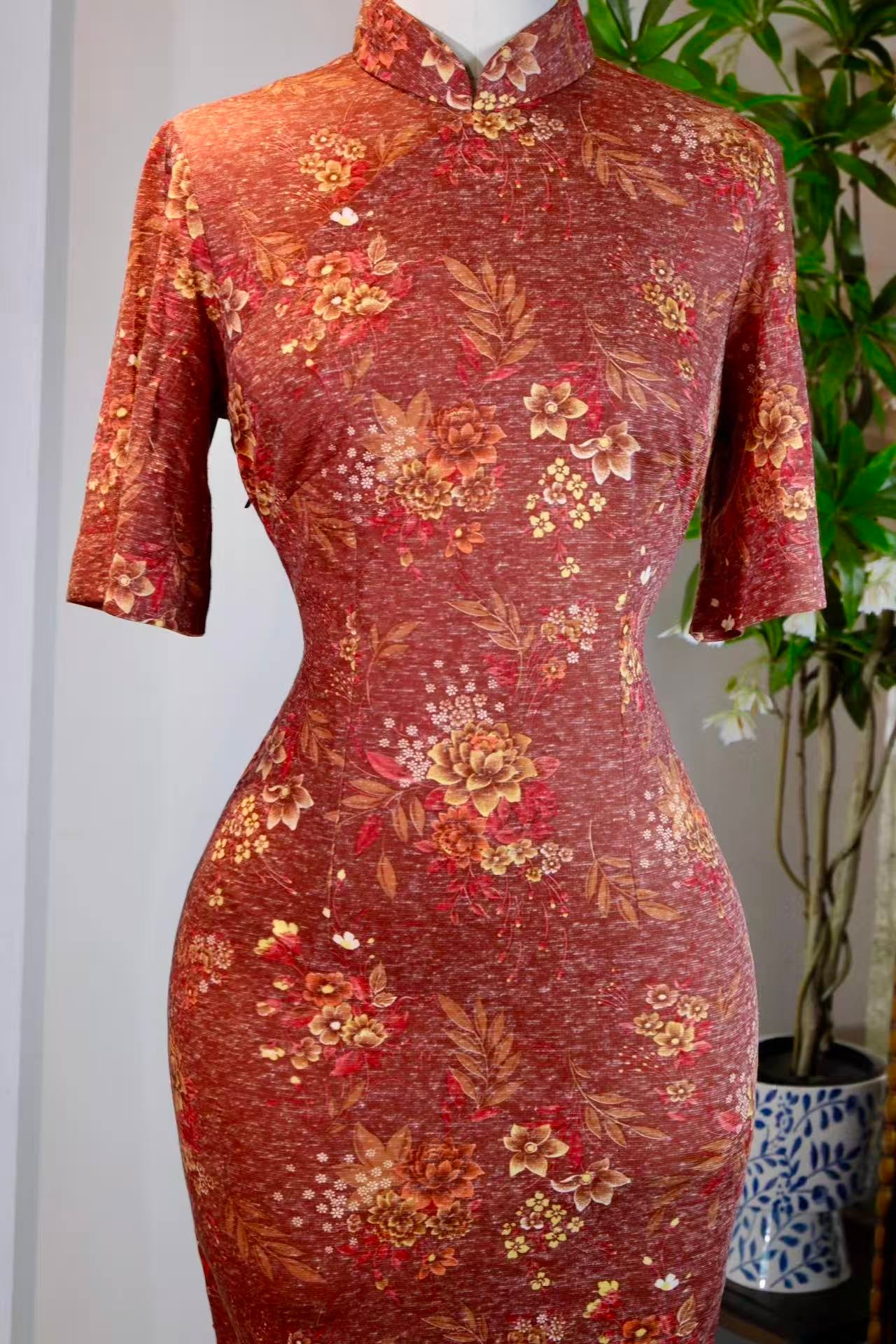 60年代 - 衣冠考据：六十年代台湾弹力针织旗袍 | 1960s - Costume Archeology: 1960s Taiwan Stretch-Knit Printed Cheongsam