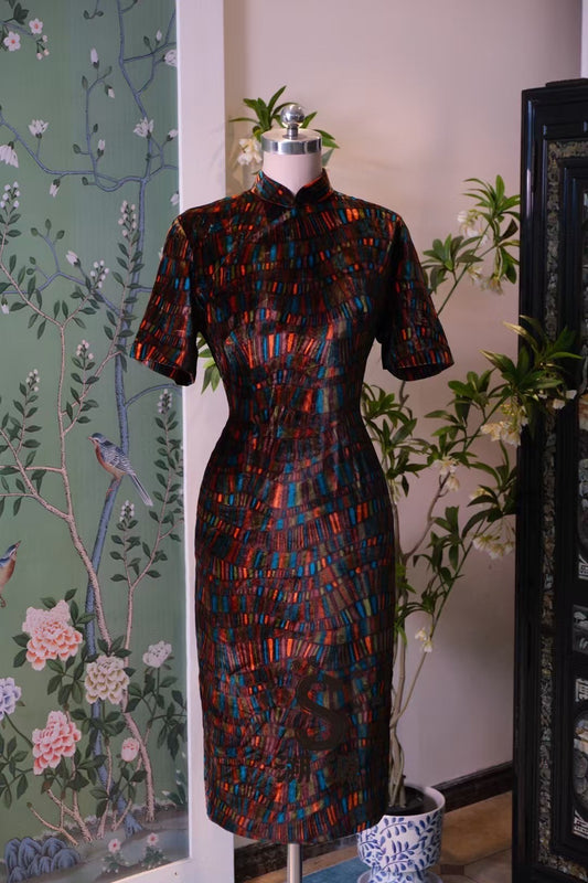 50年代 - 流金岁月Art Deco波普几何抽象Vintage 50s短袖复古港工旗袍 | 1950s - "In the Mood for Love" Art Deco Pop Geometric Abstract Vintage 50s Short-Sleeve Antique Hong Kong-Style Qipao