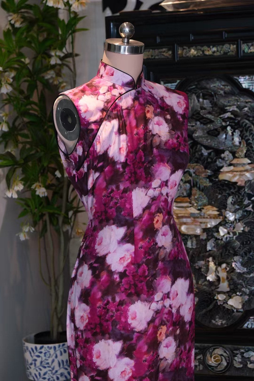 客订结缘 - 【绯黛烂漫·花漾春光·水墨丹青旗袍】| Customized Design - 【Crimson Bloom · Floral Spring Radiance · Ink Wash Qipao】