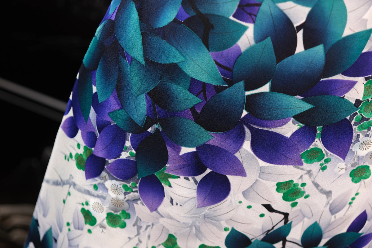 紫藤林影 · 渐变叶韵真丝面料 | Wisteria Canopy - Gradient Foliage Silk Fabric