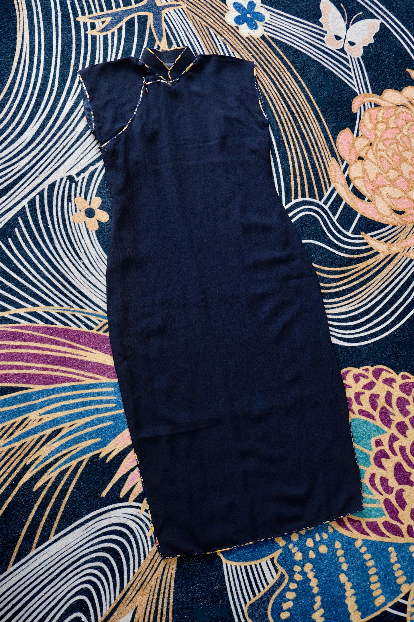 40年代 - 民国风华·墨底繁花旗袍套装_HL | 1940s - The Grace of the Republic: A 1940s Floral-on-Ink Qipao Suit Set_HL