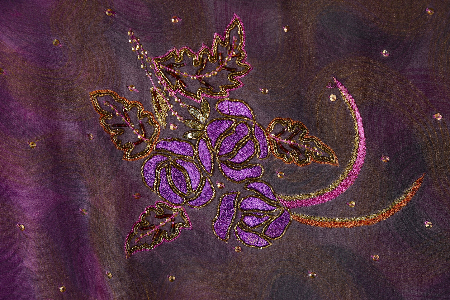 布料名 - 皇家紫水晶 - 手工刺绣真丝面料 | Fabric Name - Royal Amethyst - Hand Embroidered Silk Fabric
