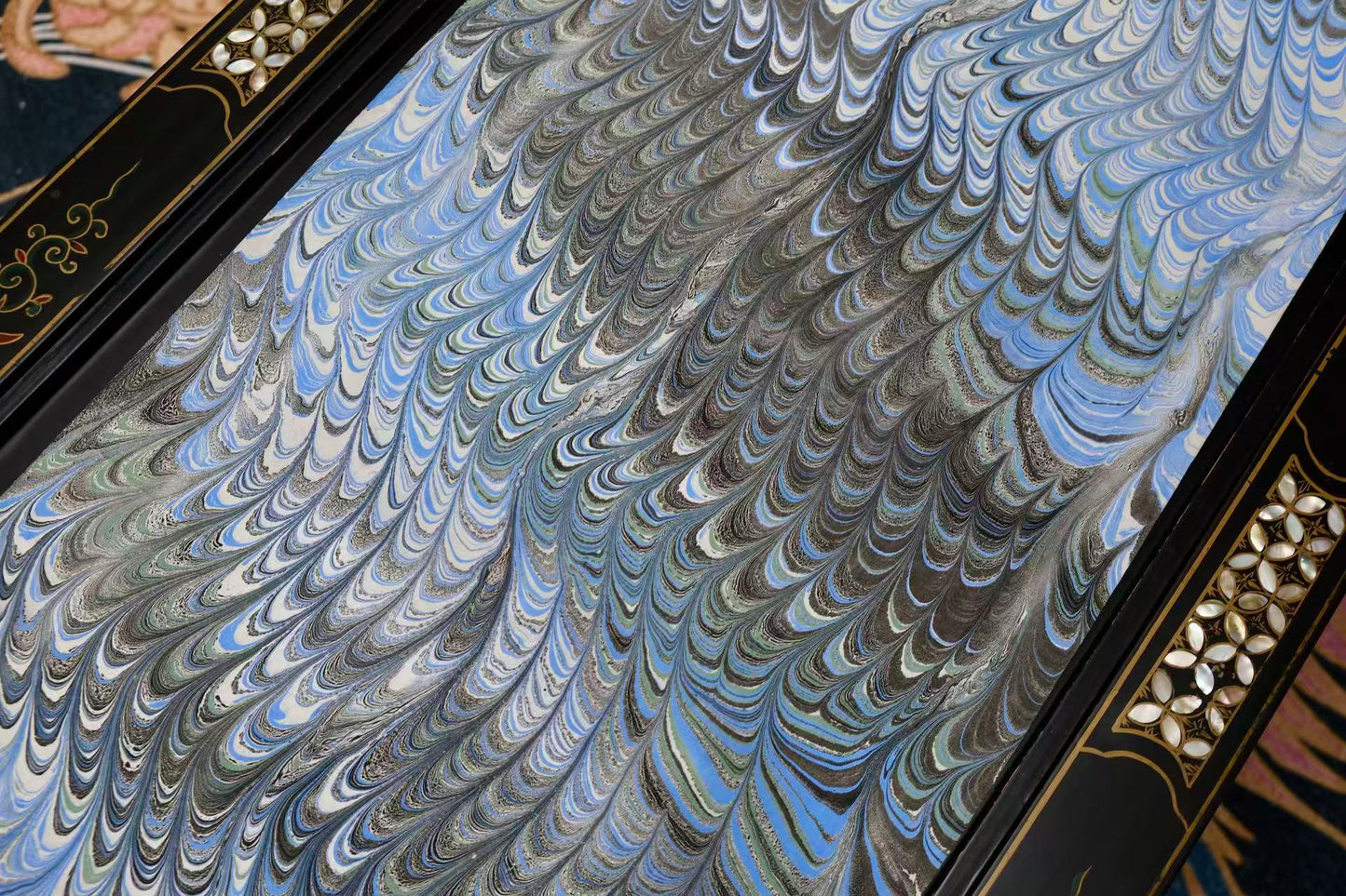 布料名 - 【层澜入梦 · 极地羽迹】艺术水拓纹真丝面料 | Fabric Name - 【Boundless Ripples · Arctic Plume】Artistic Marbling Print Silk Fabric