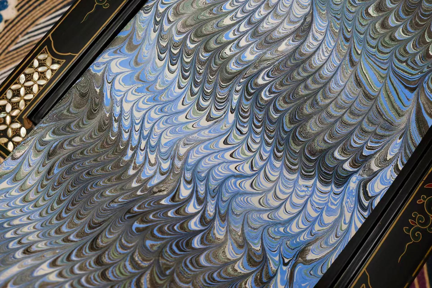 布料名 - 【层澜入梦 · 极地羽迹】艺术水拓纹真丝面料 | Fabric Name - 【Boundless Ripples · Arctic Plume】Artistic Marbling Print Silk Fabric