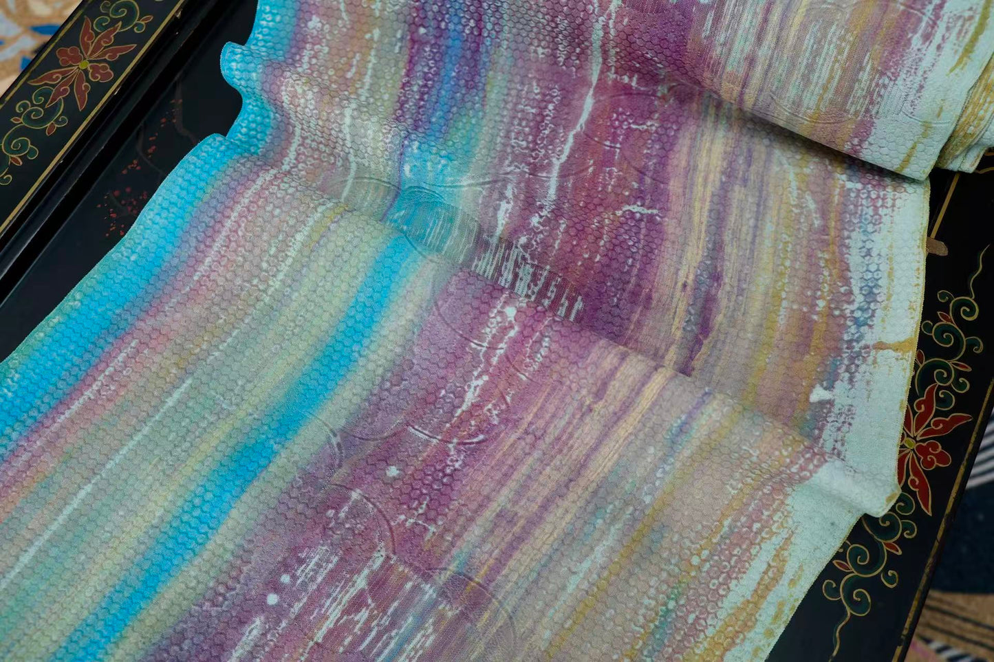布料名 - 【幻彩流沙 · 浮光掠影】艺术抽象重磅真丝提花面料 | Fabric Name - 【Prismatic Flow · Shimmering Shadows】Abstract Artistic Jacquard Silk Fabric