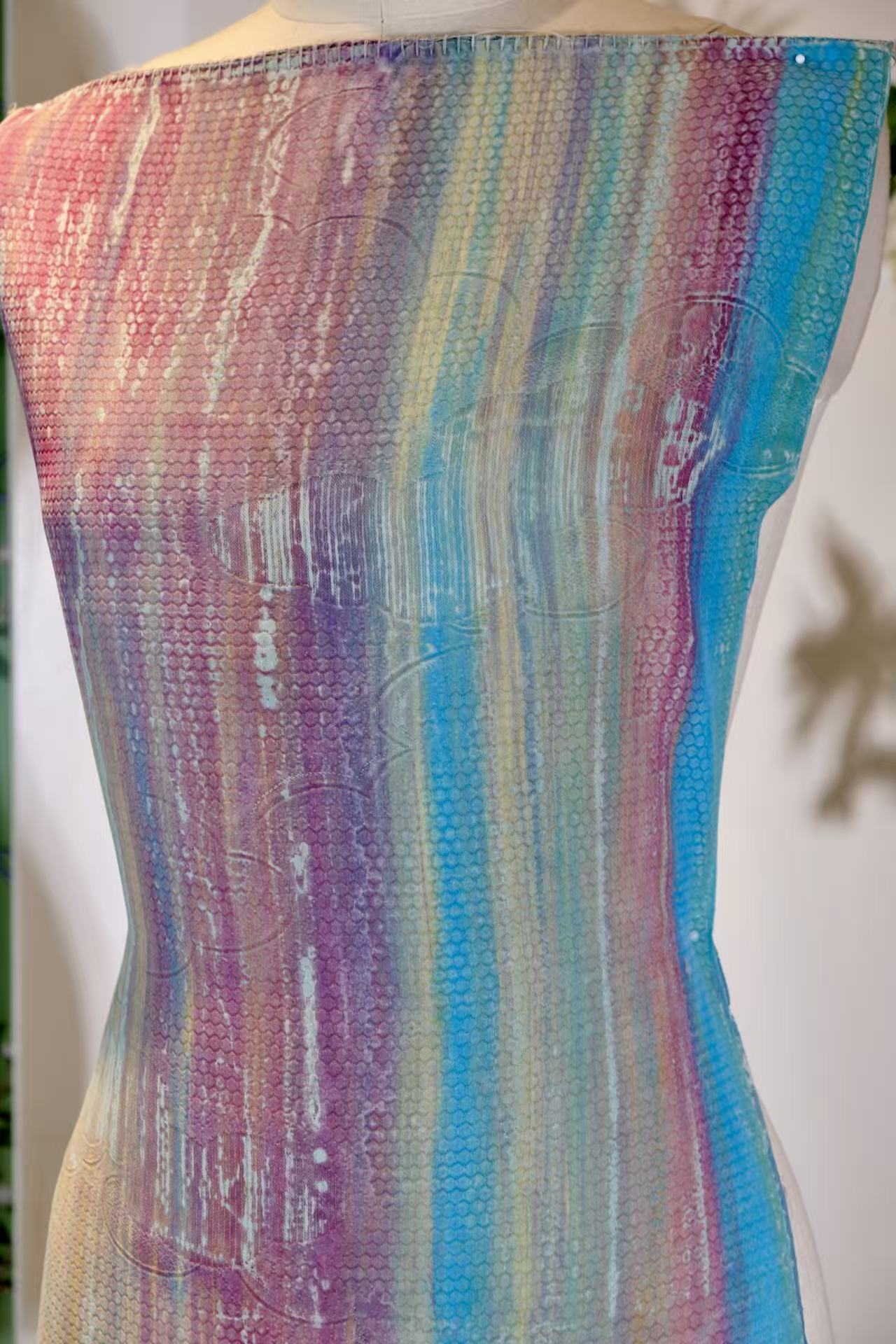 布料名 - 【幻彩流沙 · 浮光掠影】艺术抽象重磅真丝提花面料 | Fabric Name - 【Prismatic Flow · Shimmering Shadows】Abstract Artistic Jacquard Silk Fabric