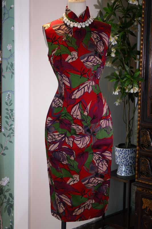 溯源绸缎·港风雅韵 | 60年代抽象印花棉旗袍 | Suyuan Silk • Hong Kong Style Elegance | The 1960s Abstract Print Cotton Qipao