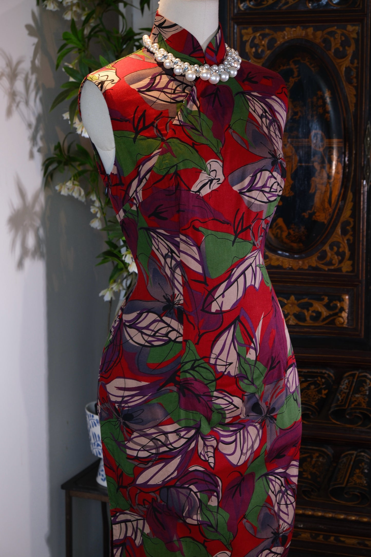 溯源绸缎·港风雅韵 | 60年代抽象印花棉旗袍 | Suyuan Silk • Hong Kong Style Elegance | The 1960s Abstract Print Cotton Qipao