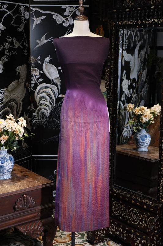 紫金霞光 · 暮色流苏真丝面料 | Amethyst Glow - Twilight Gradient Pure Silk Fabric