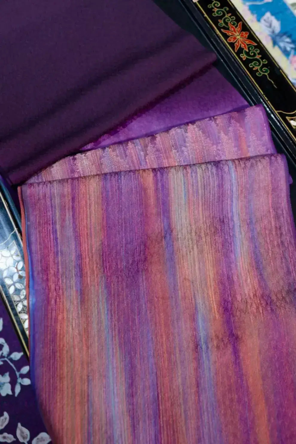紫金霞光 · 暮色流苏真丝面料 | Amethyst Glow - Twilight Gradient Pure Silk Fabric