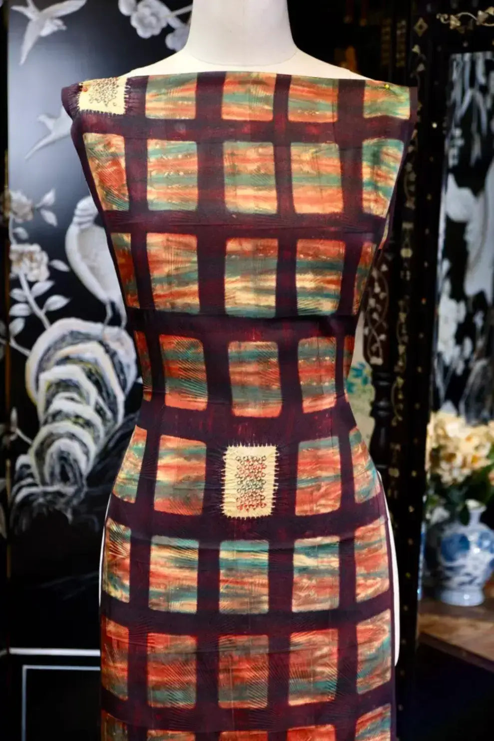 方寸流光 · 锦瑟格子真丝面料 | Mosaic Light - Window Pane Check Silk Fabric