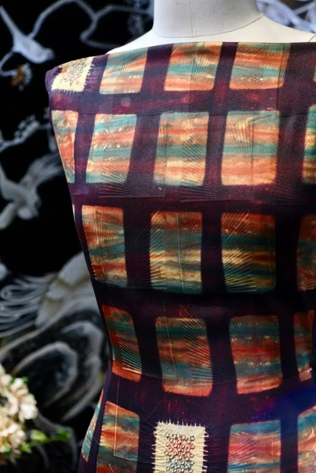 方寸流光 · 锦瑟格子真丝面料 | Mosaic Light - Window Pane Check Silk Fabric