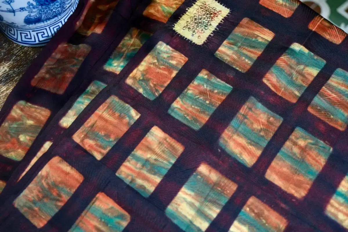 方寸流光 · 锦瑟格子真丝面料 | Mosaic Light - Window Pane Check Silk Fabric