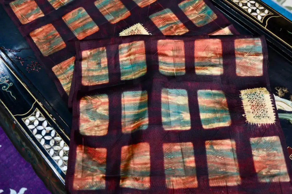 方寸流光 · 锦瑟格子真丝面料 | Mosaic Light - Window Pane Check Silk Fabric