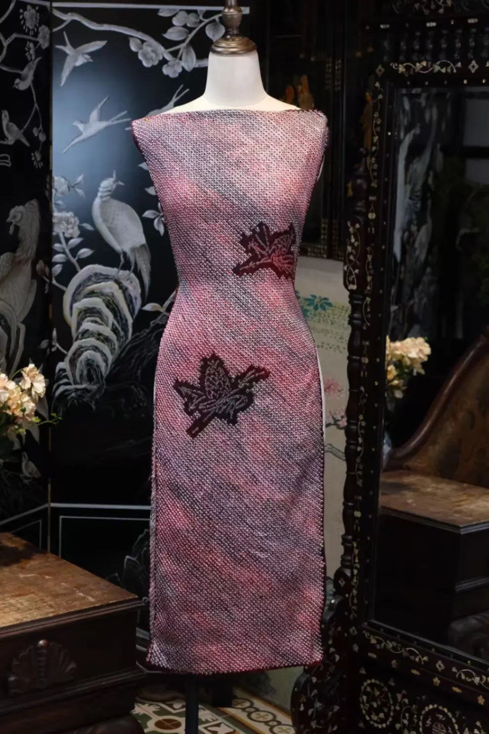 丹枫绞缬 · 鹿子绞真丝面料 | Crimson Maple - Shibori Maple Silk Fabric