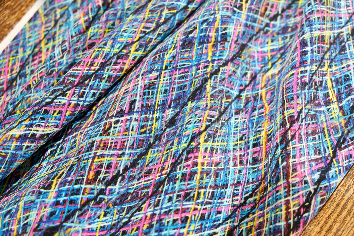 绚彩网格 · 抽象线条真丝面料 | Prism Grid - Abstract Line Silk Fabric