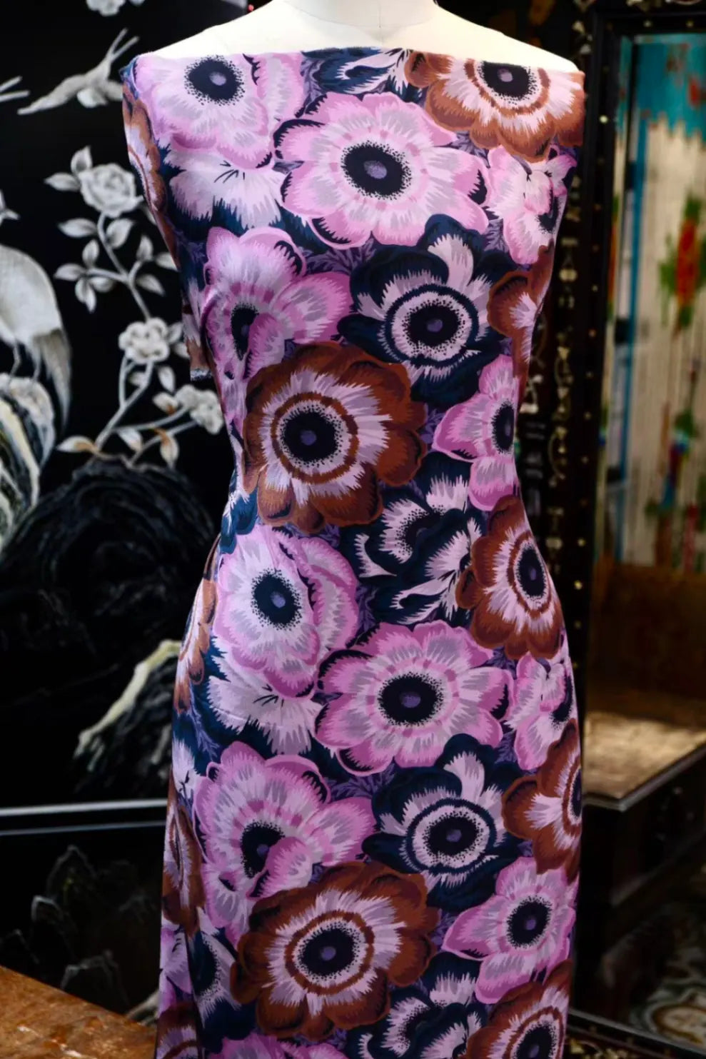 粉黛繁花 · 大花印花真丝面料 | Blush Blossom - Floral Print Silk Fabric