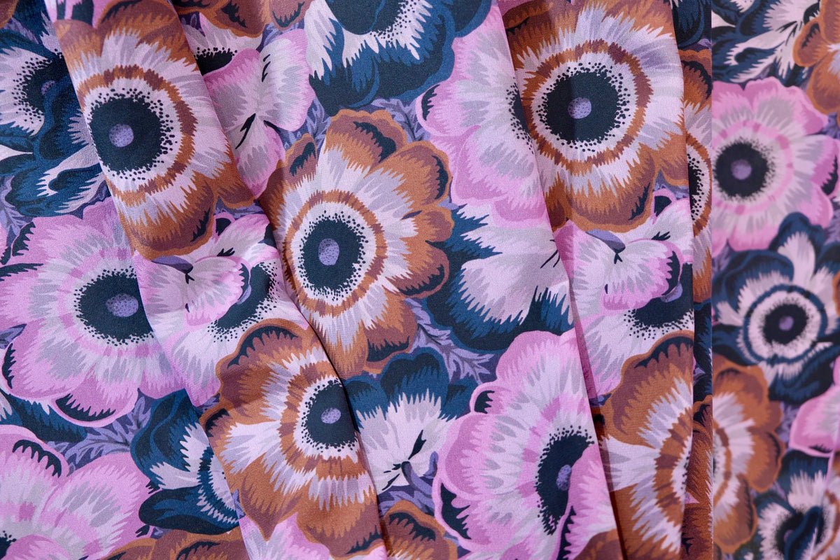 粉黛繁花 · 大花印花真丝面料 | Blush Blossom - Floral Print Silk Fabric