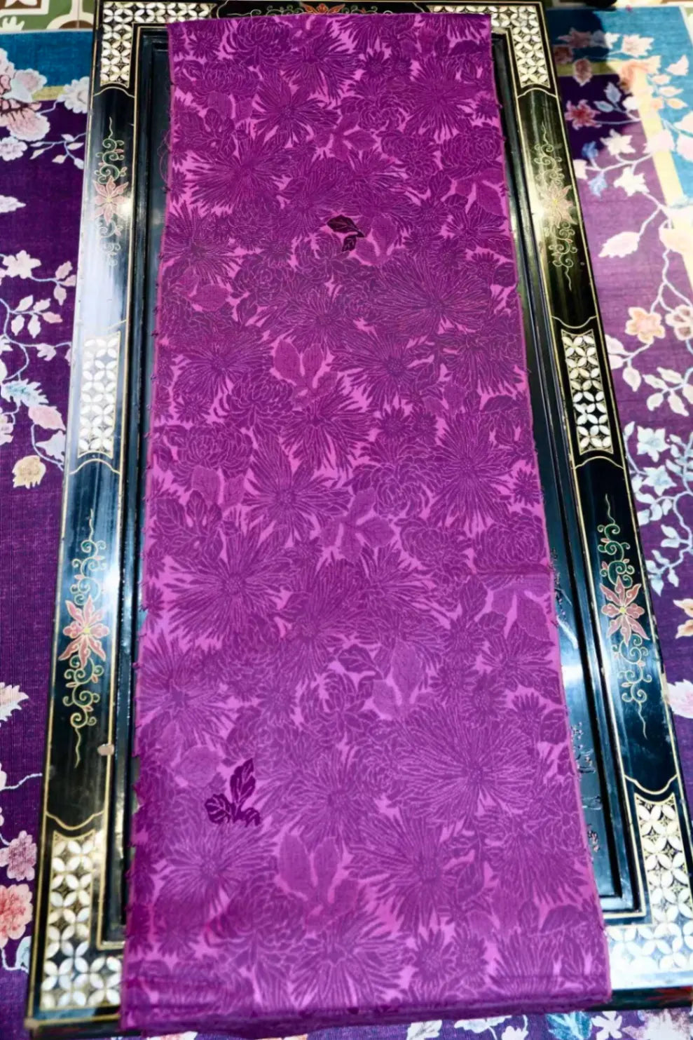 紫金繁英 · 浮雕提花真丝面料 | Royal Dahlia - Relief Jacquard Silk Fabric