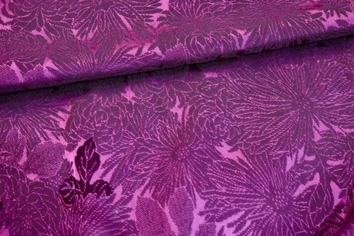 紫金繁英 · 浮雕提花真丝面料 | Royal Dahlia - Relief Jacquard Silk Fabric