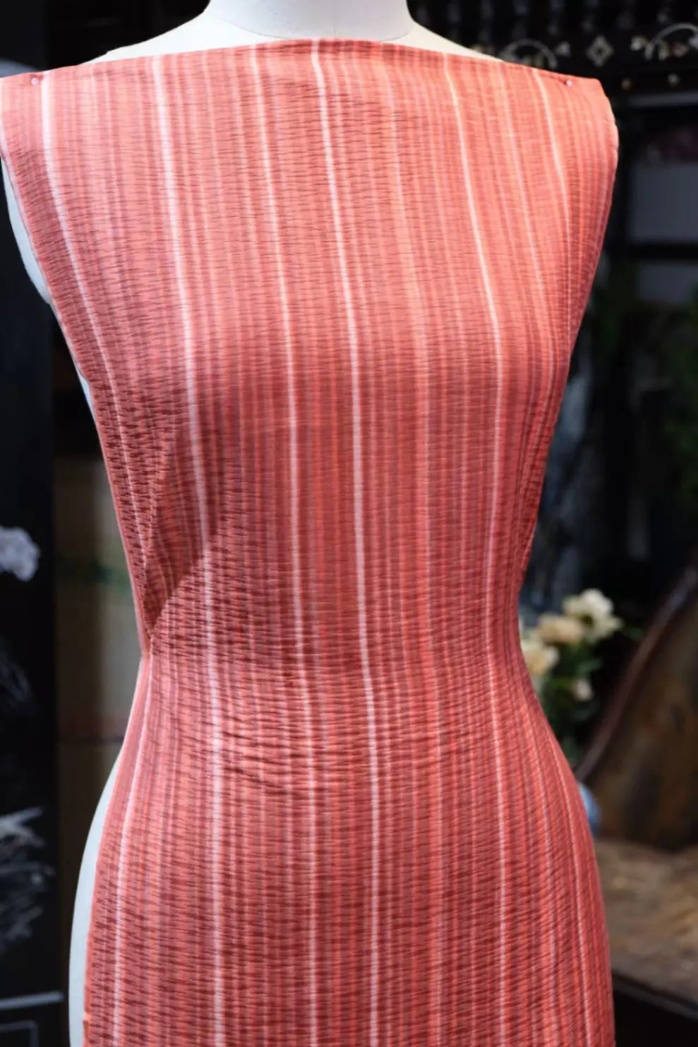 赤霞流光 · 竖纹真丝面料 | Rosy Sunset - Vertical Stripe Silk Fabric