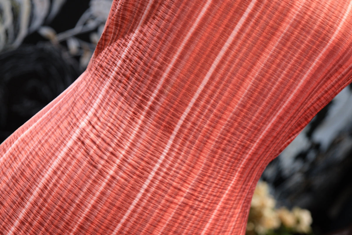 赤霞流光 · 竖纹真丝面料 | Rosy Sunset - Vertical Stripe Silk Fabric