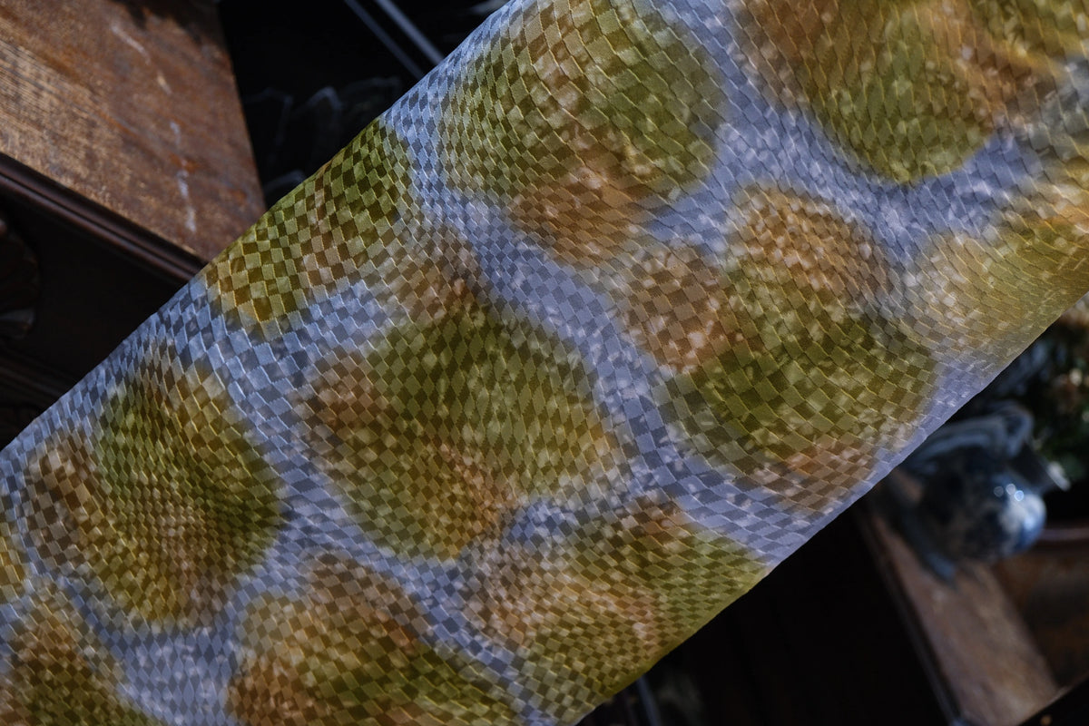 青葱斑驳 · 渐变方格真丝面料 | Verdant Check - Gradient Square Silk Fabric