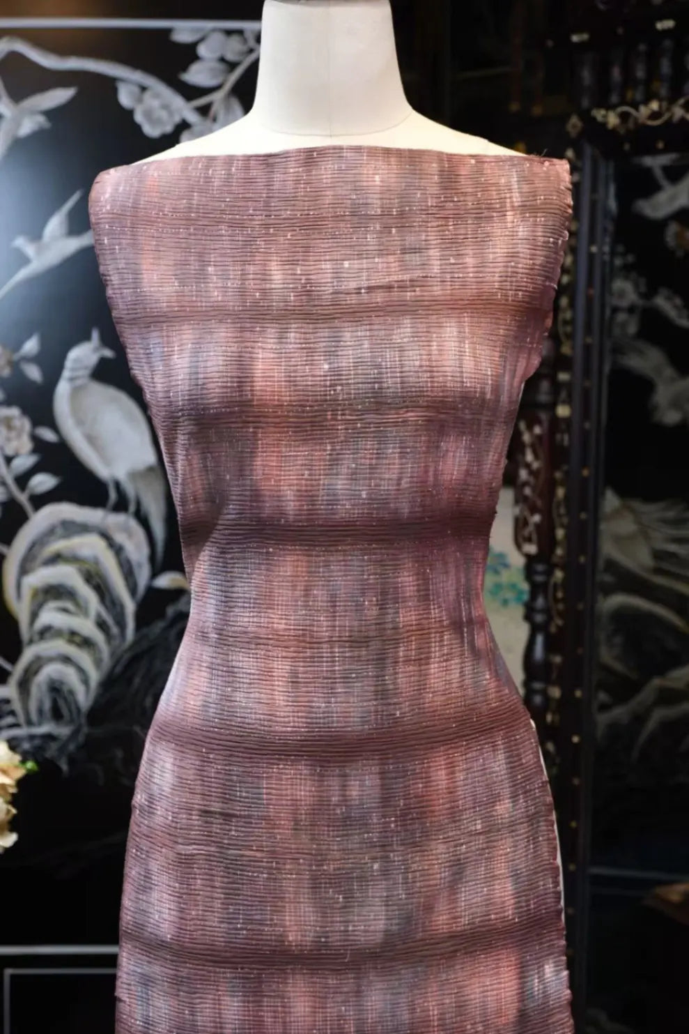 紫绛流影 · 霞光暗纹真丝面料 | Twilight Gleam - Shadow Stripe Silk Fabric